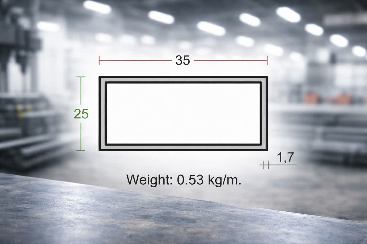 پروفیل قوطی آلومینیوم 1.7×25×35 