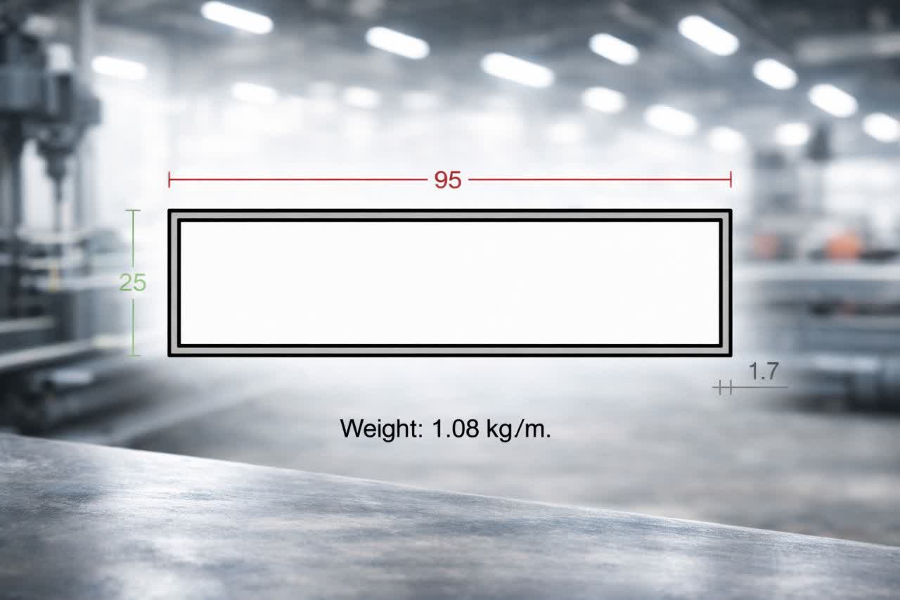 پروفیل قوطی آلومینیوم 1.7×25×95 