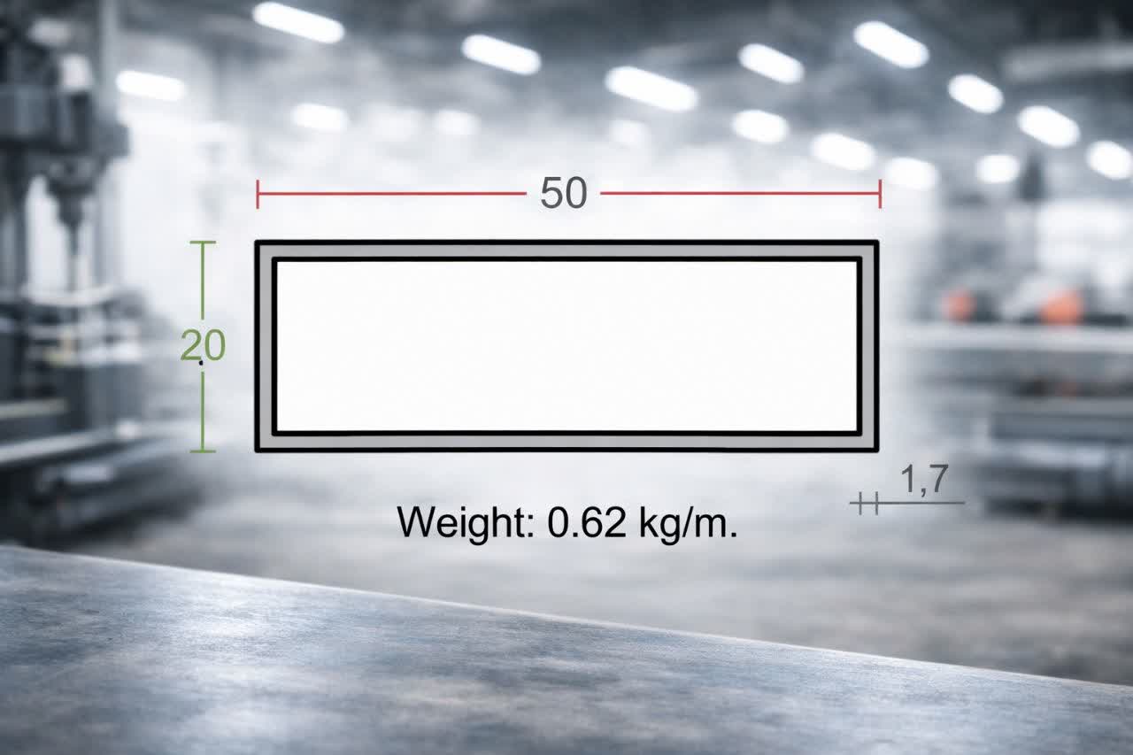 پروفیل قوطی آلومینیوم 1.7×20×50 
