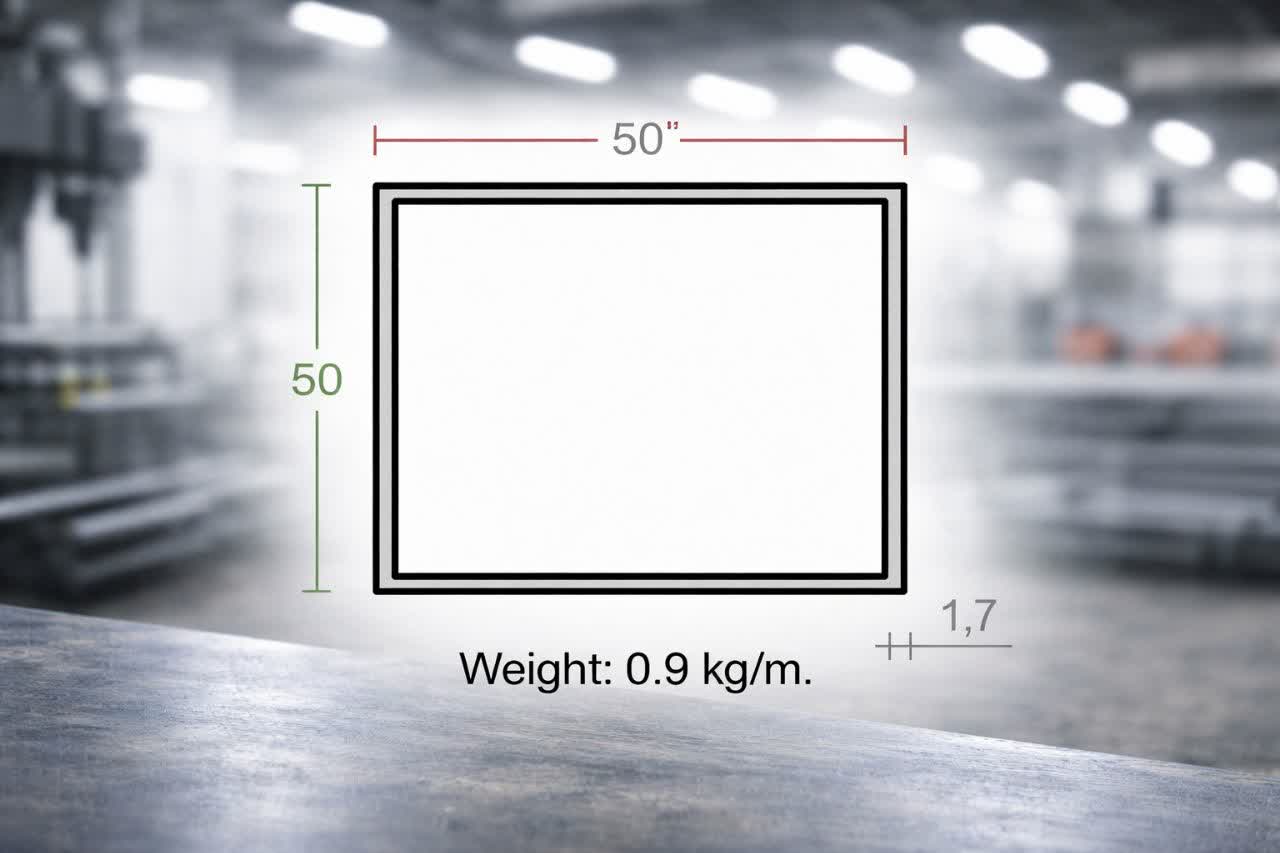 پروفیل قوطی آلومینیوم 1.7×50×50