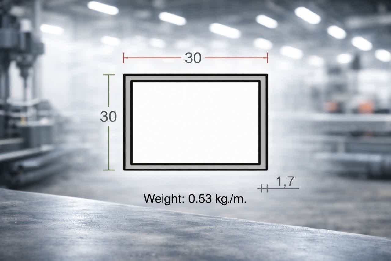 پروفیل قوطی آلومینیوم 1.7×30×30 