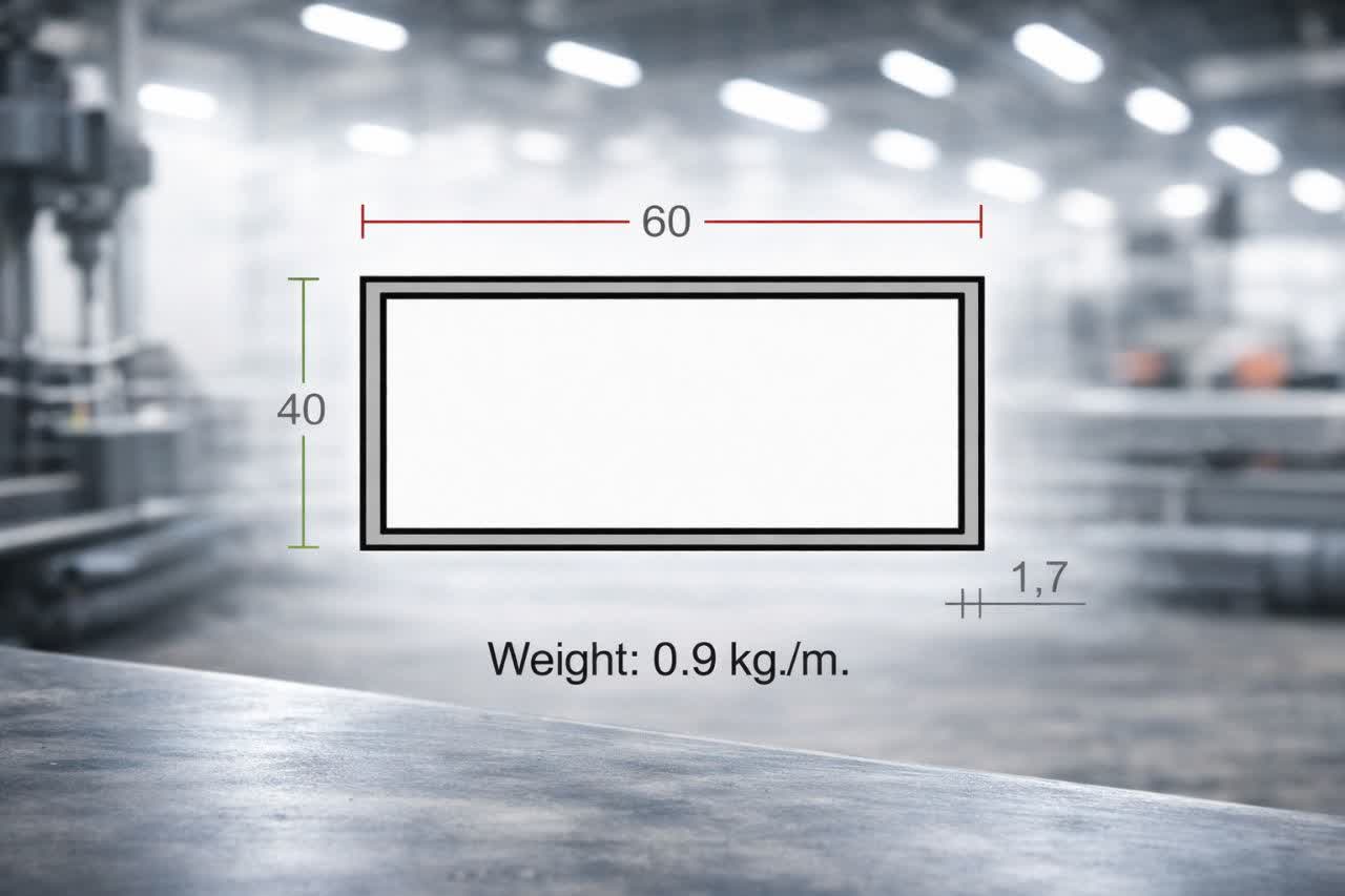 پروفیل قوطی آلومینیوم 1.7×40×60 