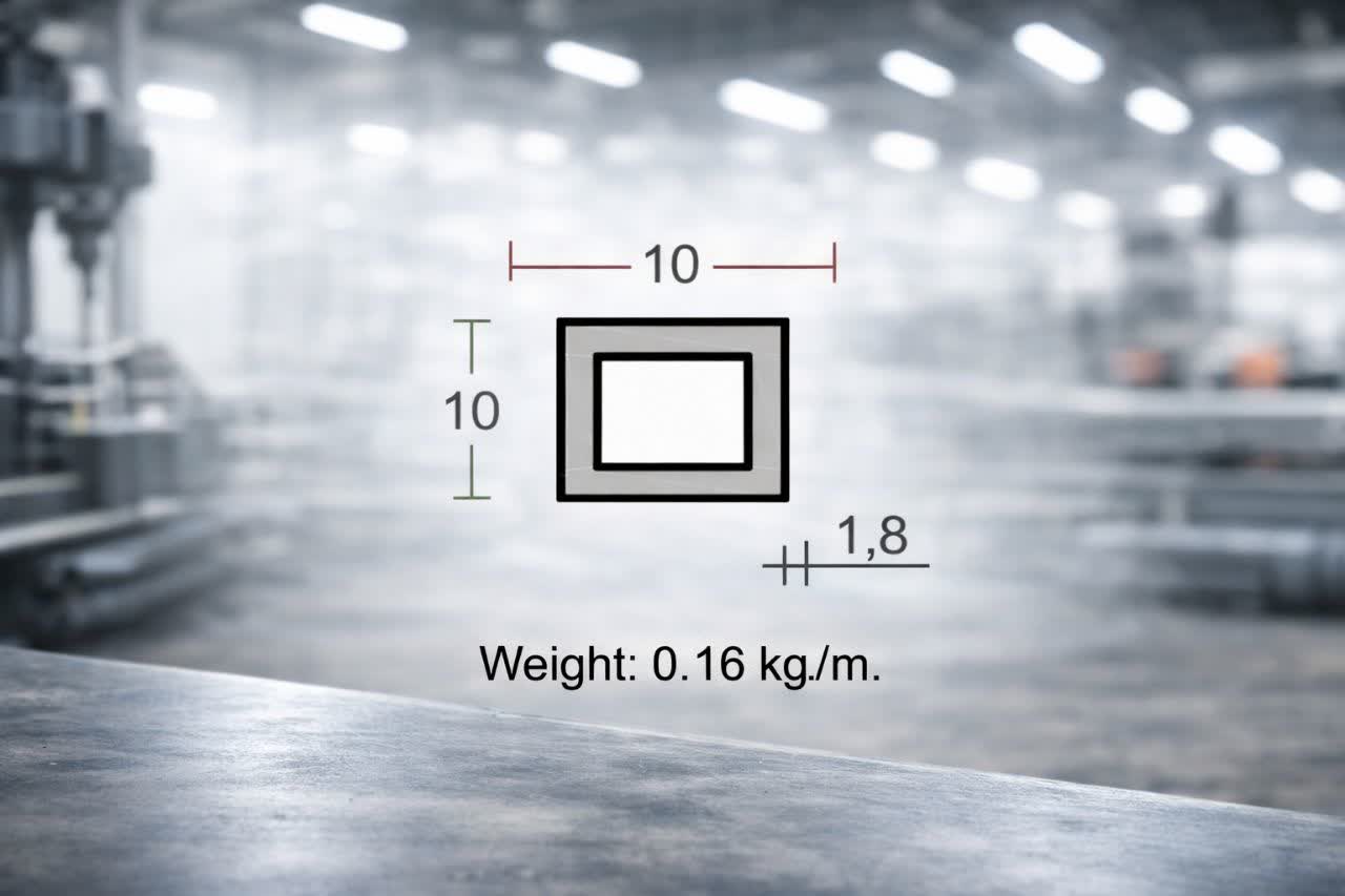 پروفیل قوطی آلومینیوم 1.8×10×10